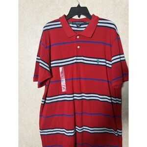NWT U.S. Polo Assn. Men's Large Red Striped Short Sleeve Pique Polo Shirt